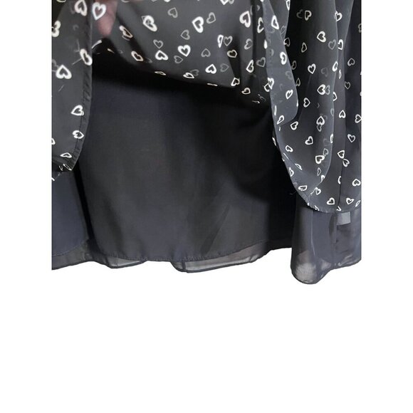 Torrid Top 5X Black Sheer Heart Novelty Retro Mod Whimsical Preppy 80s Boho - Picture 5 of 13